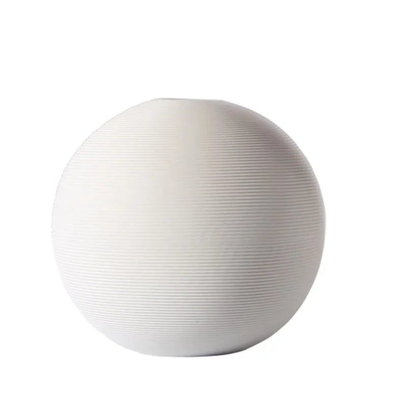 White Ceramic Ball Flower Vase
